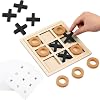Seenelling Jumbo Wooden Tic Tac Toe Game Dementia Activities for Alzheimers Seniors with Matching and Puzzle Templates XO Chess Board Game for Elderly Engaging Table Decor Black, Orange