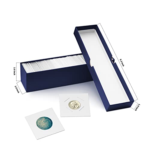 303 Pcs Coin Collecting Supplies 3 Pcs 2 X 2 Inch Blue Coin Storage Boxes For Coin Collectors 300 Pcs 6 Sizes Cardboard Coin Holder Flips For Collectors Album Display Sleeves Book #TOP2