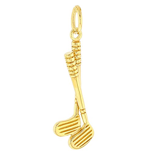 Jewelry America Solid 14K Yellow Gold Set of Golf Clubs Charm Sports Pendant