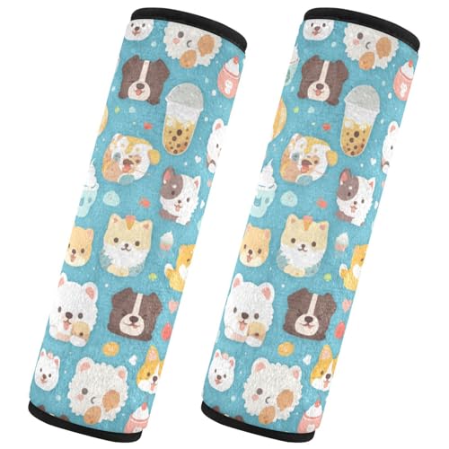 Seat Belt Covers 2 Pack Cute Dog Car Seat Strap Covers Super Soft Car Seat Neck Cover for Boys Girls Adults Babies M