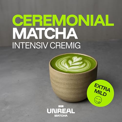UNREAL® 100g Ceremonial Bio Matcha – 100% Japanischer Zeremonieller Grüntee – Premium Qualität aus Shizuoka – Für Tee, Latte & Smoothies – Besonders fein vermahlen