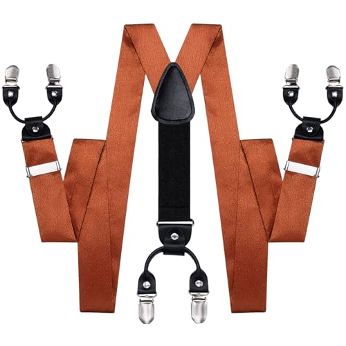 Image of Dubulle Suspender and Bow Tie for Men Paisley Solid Mens Suit Braces Pretied Bowtie and Handkerchief Cufflinks Formal Wedding