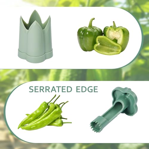 Pepper Seed Corers Remover, 3 Pack Fruit Pepper Corer Remover 2 in 1 Bell Pepper Corer Seed Remover Tool, Pepper Deseeder Bell Pepper Corers Tool Pepper Cutter for Vegetables - Image 3