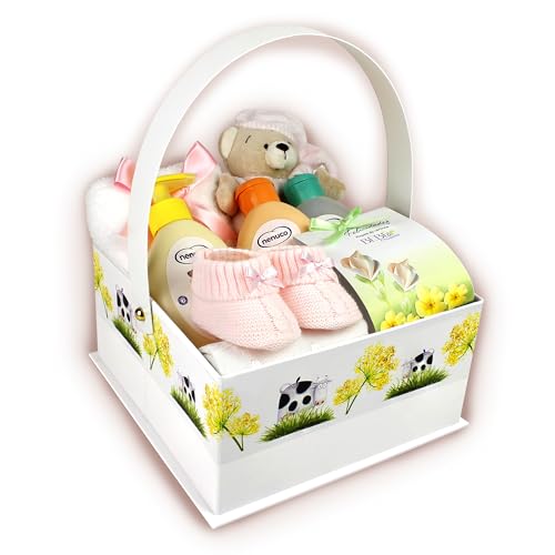 Regalo Bebe Recien Nacido Niño NENUCO-Regalo Bebe Recien Nacido Niña-Regalo para Bebes Recien Nacidos-Primera Puesta Bebe Recien Nacido-Cesta Regalo Bebe-Canastilla-cestas bebe-Baby Shower (Rosa)