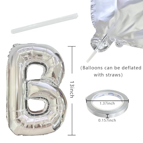 Image of Silver Happy Birthday Balloon Banner Set -16 Inch Foil Letters Balloons, Reusable Birthday Decorations and Party Supplies, Suitable for Men and Women's Birthday Decorations,Party Backdrop