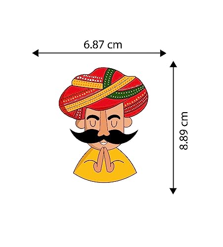 Image of Wooden Fridge Magnet for Refrigerator Home, Kitchen and Office Decoration Multicolor (Rajasthani Turban Man)