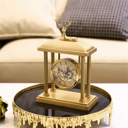 Reloj de mesa dorado en cobre mate con luz led para sala de estar 6