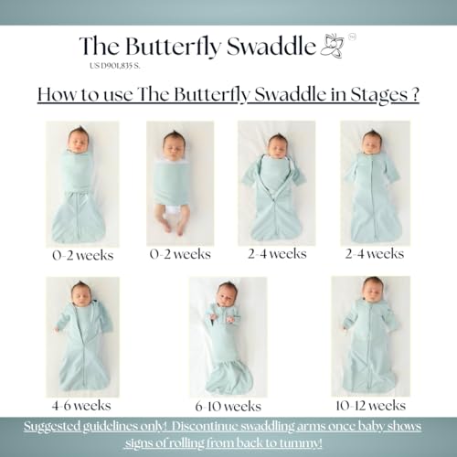Image of The Butterfly Swaddle Organic Cotton Blend, All-in-One Butterfly Wing Sleep Sack Transitional Training System for Newborn Infant Baby with Wash Bag, Small (7-12 lbs), Blushing Pink