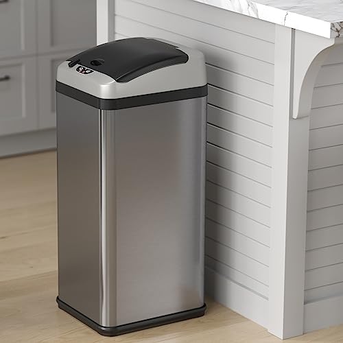 Bote de basura touchless iTouchless 13 gal acero inoxidable miniatura 5