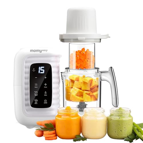 Image of MOMYEASY Baby Food Maker, Multifunction Baby Food Processor Chopper Grinder, Baby Food Steamer and Puree Blender in-One, with Bottle Warmer, Auto Cooking & Grinding with Touch Control