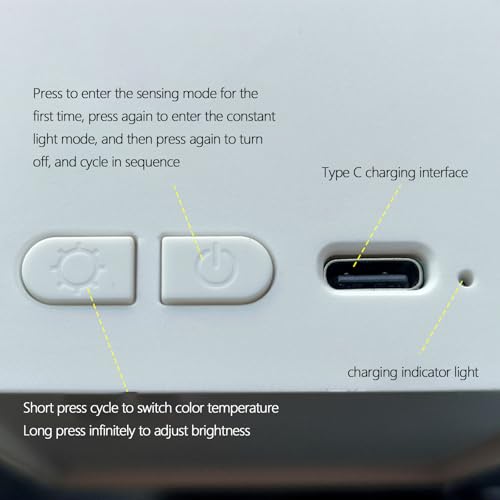 Luz de Pared USB Recargable Magnética con Sensor de Movimiento 120 Grados Negro 2Pcs 4