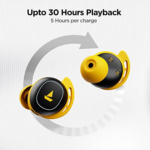 Image of Boat Airdopes 441 True Wireless in Ear Earbuds with mic, Upto 30 Hours Playback, Signature Sound, IWP Technology, IPX7, BT v5.0, Type-c Interface and Capacitive Touch Controls(Bumblebee Yellow)