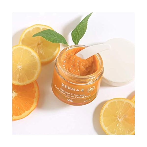 DERMA E Vitamin C Instant Radiance Citrus Facial Peel â Non-Abrasive Peel for Face and Neck - Skin Brightening Face Peel Resurfaces, Smooths and Rejuvenates Facial Skin, 2 oz
