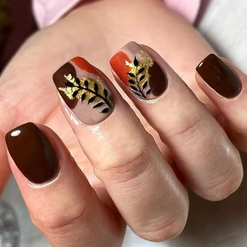 24pcs/false False Nales With Gold Foil Glitters Abs Abs Press On Nails On Winter Winter Elegant Manicure�}���`�T�C�Y�ė��p�\�ȃv�����g�t�F�C�N�l�C��