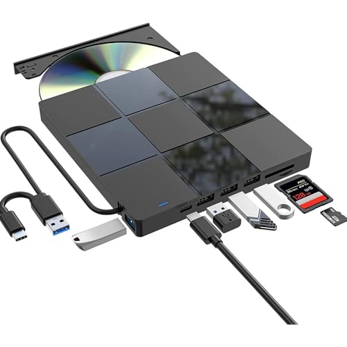 Lecteur CD DVD externe haute vitesse compatible Windows Mac Linux USB-C