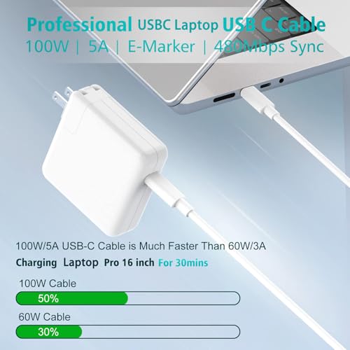 Image of 2 Pack 10ft 100W USB C to USB C Cable for MacBook Pro /Air Charger, iPad Pro, iPad Air, Mini 6, iPhone 16 /15, Samsung, USBC Type C PPS Super Fast Charging Cord