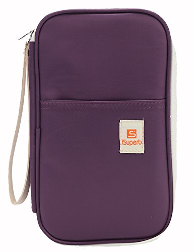 iSuperb Portable Passport Wallet Travel Zipper Waterproof Passport Holder Organizers Storage Large Capacity Clutch Pouch Compartment for Women Men