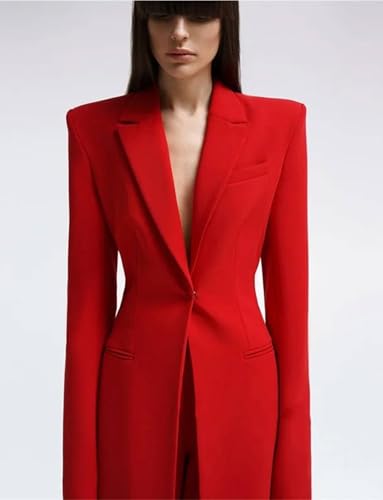 Women's Casual Suit Long Jacket Outfits 2 Pieces Pants Sets for Business Dinner Wedding3