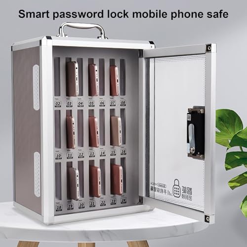 Wall-Mounted Mobile Phone Locker, Password-Protected Cell Phone Storage Cabinet for Classroom, Gym, Hospital, and Meeting Room (31x21x51.5cm/12x8x20in)