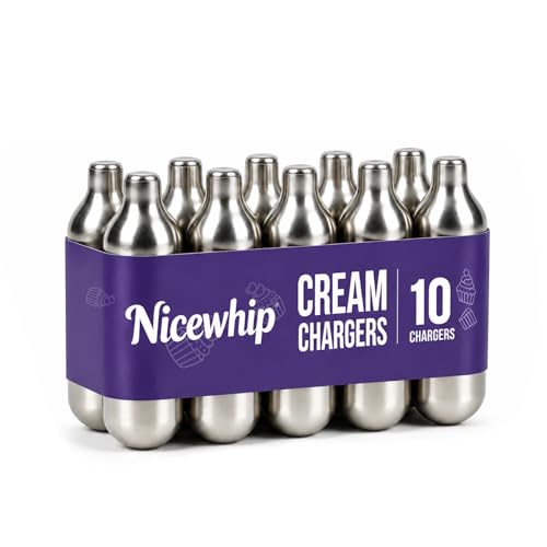 Nicewhip Steel Cream Chargers 10-Pack Universal Fit, Cream Dispenser Cartridges