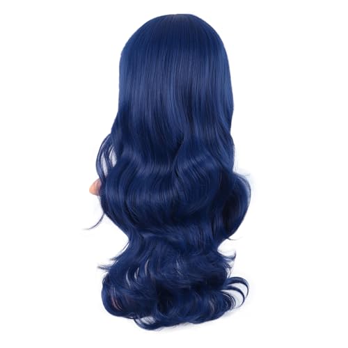 Image of MapofBeauty 24 Inch Long Wavy Side Bangs Anime Cosplay Wig, Mixed Blue | 60 cm Synthetic Fiber Wig, Women, Charming, Party