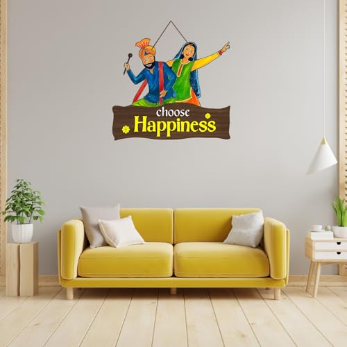 Image of GiftOday Choose Happiness Wooden Wall Hanger for Gateway | Home Decor | Office | Gifts | Bedroom | Designer Artwork Decor Items for Living Room | Pack of 1 | Size-18 x 30 CM