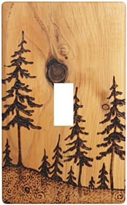 HOIBIXE Pine Tree Wood Grain Light Switch Cover Single Toggle Decorative Funny Plastic Wall Plate Covers Outlet Cover Decor Print