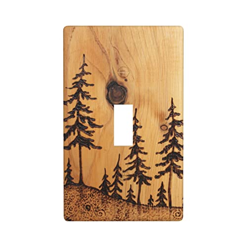 Hoibixe Pine Tree Wood Grain Light Switch Cover Single Toggle Decorative Funny Plastic Wall Plate Covers Outlet Cover Decor Print #TOP28