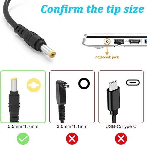 Image of Acer' 65W Adapter-Charger for Aspire. E5 E5-576 A315 A315-21 N19C3 E5-575 PA-1650-86 E1 E15 N16Q2 N19C1 Aspire, 3 5 M5 R3 N17C4- (with Power Cable)