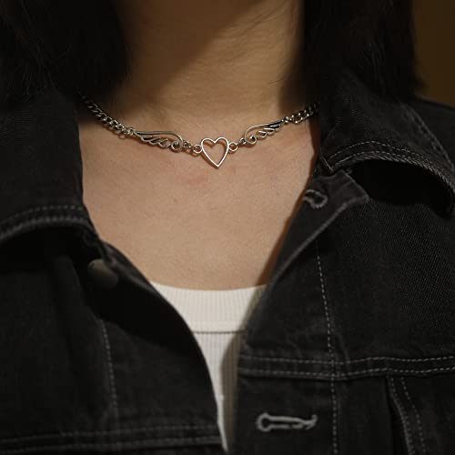 Lirunqin 9Pcs Y2K Necklaces Fairy Grunge Goth Necklaces Gothic Coquette Aesthetic Emo Alt Chain Choker Heart Cross Fairycore Necklace Alternative Jewelry Set For Women Teen Girls Egirls #TOP7