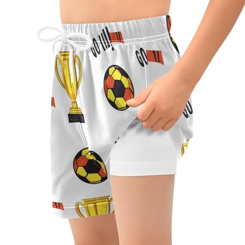Bolaz Toddler Boys Swimwear Swim Trunks with Compression Liner 4T Football Go2