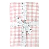 Butterblu Frankie Fitted Crib Sheet 100% Organic Cotton for Baby & Toddler Mattress, Breathable for Boys & Girls, Pink Check, One Size