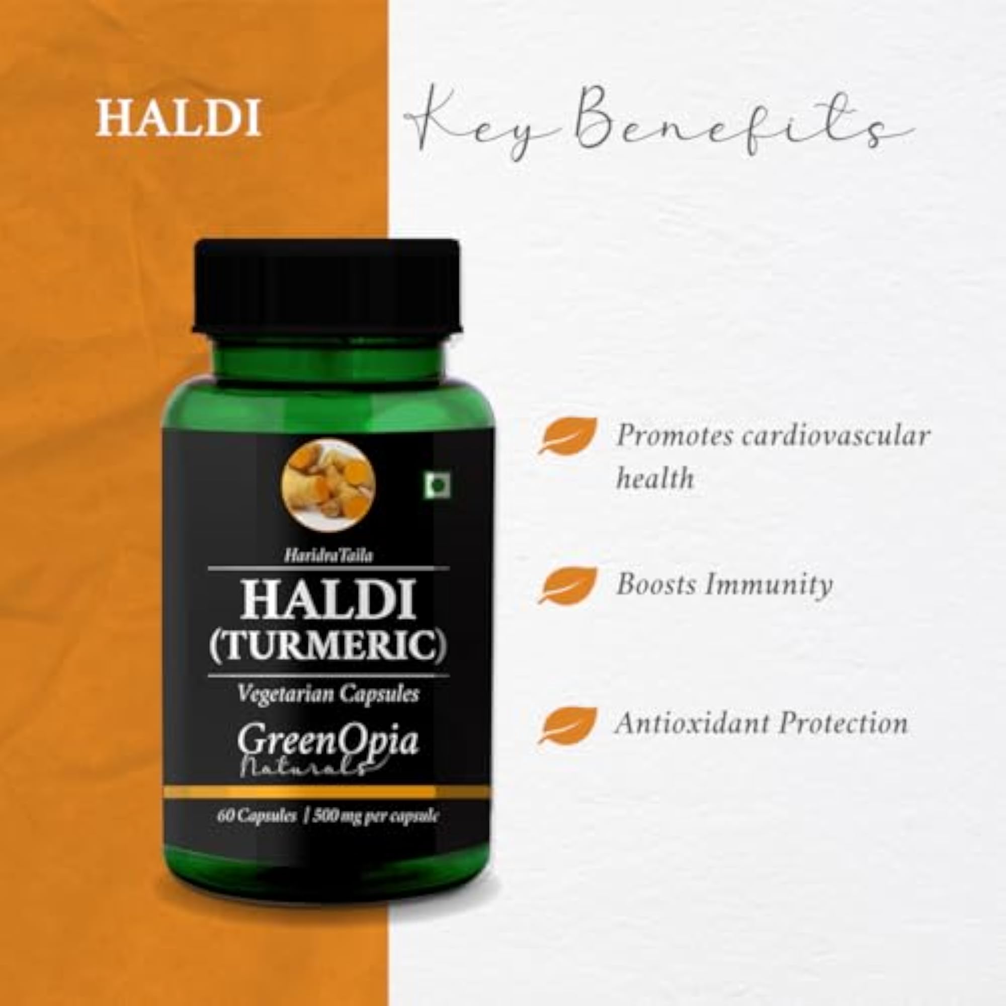 Haldi (Turmeric) Vegetarian Capsules, 60 Count