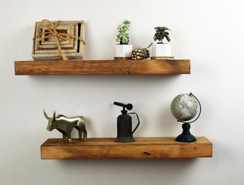 Modern Timber Craft Reclaimed Wood Wall Shelves | Rustic | Set of 2 (24
