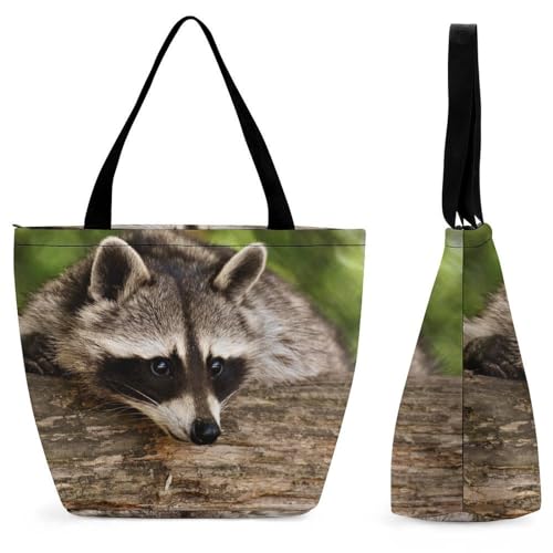 Sac à main femme raton laveur brun, grand sac cabas fourre-tout et de voyage