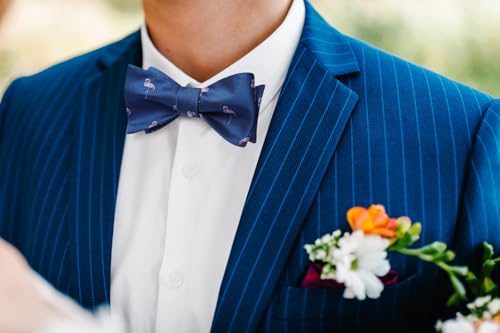 Image of HISDERN Bow Ties for Men Self Tie Animal Bowties Pocket Square Woven Silk Fun Bowtie Handkerchief Set for Wedding Party