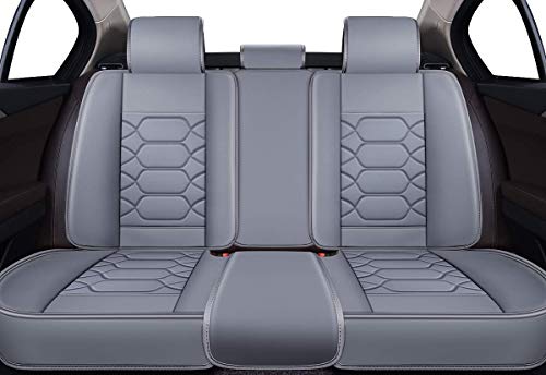 OASIS AUTO Car Seat Covers Accessories Full Set Premium Nappa Leather Cushion Protector Universal Fit for Most Cars SUV Pick-up Truck, Automotive Vehicle Auto Interior Décor (OS-004 Gray) - Thumbnail 4
