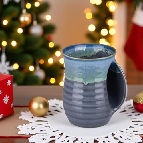 Taza de cerámica artesanal para mantener las manos calientes 16 oz miniatura 3