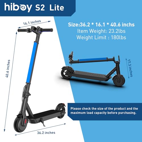 Image of Hiboy S2 Lite Electric Scooter for Teens, 13 MPH, 10.6-Mile Range | 350W Peak Motor, 4 lights, dual brakes, 23.2 lb frame, 6.5 inch solid tires, foldable