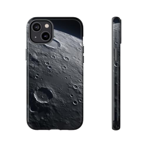 Coque lune cratérée iPhone 14 Plus gris rigide brillante de protection