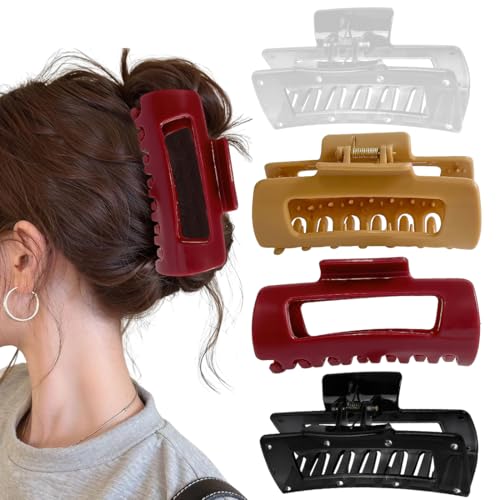 EIHI 4 fermagli per capelli flessibili in silicone, pinze per capelli, fermagli grandi per una presa sicura, forte, con denti antiscivolo, Eleganti Hair Clip, Accessori Capelli per Sport