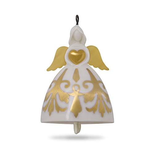 Hallmark Keepsake Mini Christmas Ornament 2018 Year Dated, Littlest Angel Bell Miniature, Porcelain, 1.35