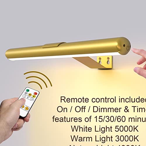 Image of Arixinks Wireless Picture Light for Art Painting with Remote Control, Rechargeable Battery Picture Light Dartboard Light, Full Metal 300lm Brightness Adjustable,Artwork Light for Pictures Gallery