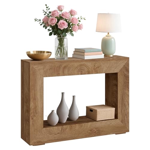Garvee Table Console 120 cm, Table d'appoint Étroite pour Canapé, Table d'entrée Vintage en Bois avec Étagère Ouvertes pour Couloir Chambre Salon