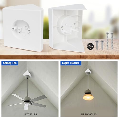 Ceiling Fan Mounting Bracket Kit,Ceiling Fan Angle Mount Box Fits FB900-1 Cathedral Ceiling Angles of 80° or Up, White. (1)