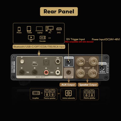 undefined AIYIMA A80 TPA3255デコードアンプHIFI 2.0チャネルQCC 3034 Bluetooth 5.1パワーアンプ 300W*2 (4Ω) ステレオアンプ PFFB 、AAC、SBC、aptX、aptX-LL、APTX-HDをサポート 家庭用 オーディオ 本棚式 パッシブスピーカー/アクティブサブウーファー適用 の商品画像 3