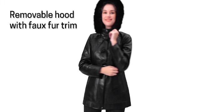 Amazon.com: BGSD Women Flora Lambskin Leather Hooded Toggle Coat