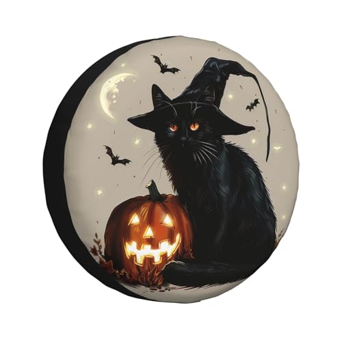 Image of Black Cat Spare Tire Cover Weatherproof Universal Halloween Decorations Wheel Protectors Wheel Covers for Rv Camper Travel Trailer SUV Truck 14 Inch