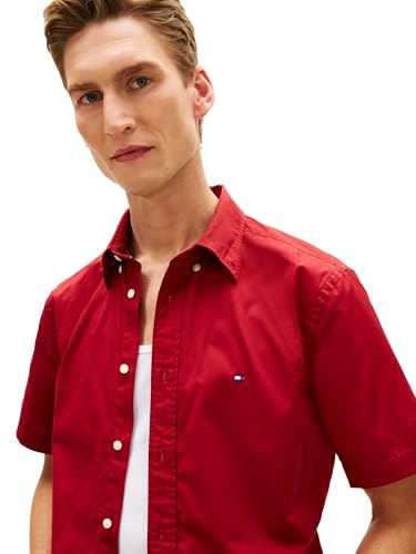 Image of Tommy Hilfiger Men's Short Sleeve Poplin Shirts in Regular Fit, Men's Button Down Shirts