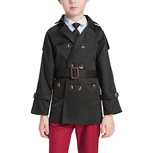 amropi Jungen Trenchcoat Zweireiher Mantel mit Gürtel Windjacke...